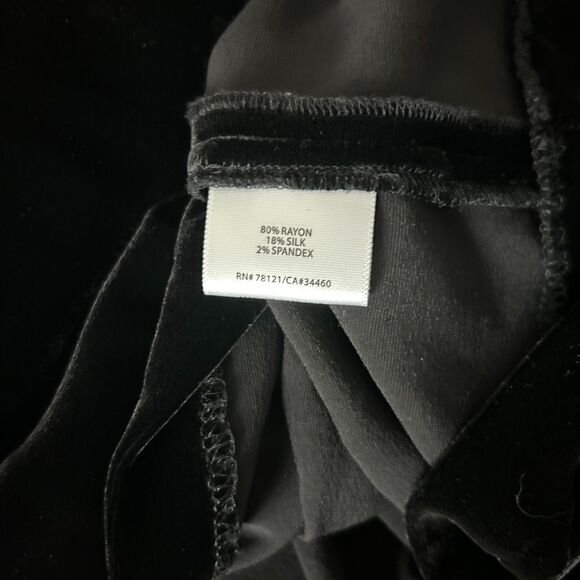 Eileen Fisher Black Velvet Rayon Silk Blend Long Sleeve Mini Dress Size Large - Picture 4 of 4